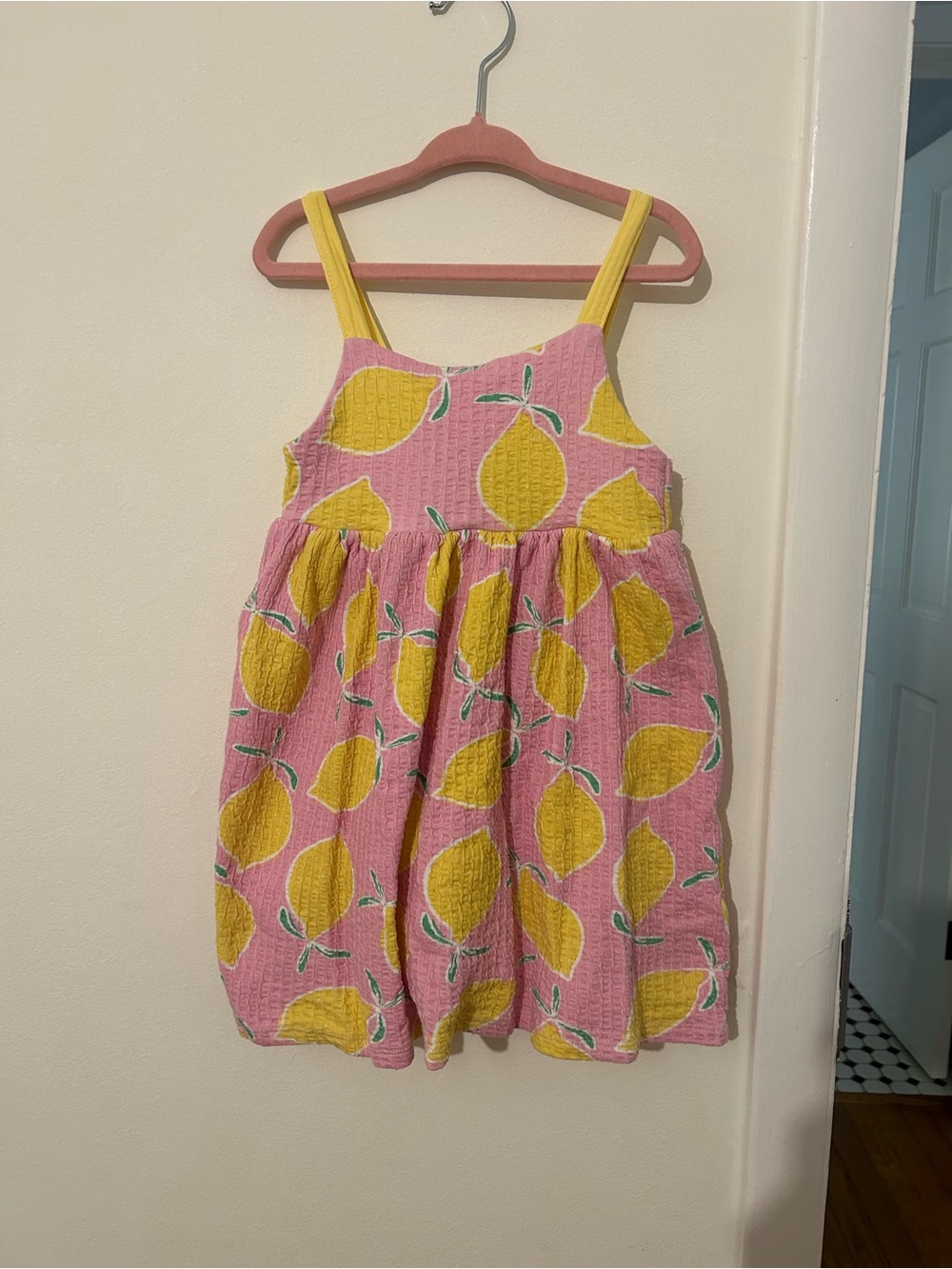 Zara Pink Dress with Yellow Lemon Print and Yellow Straps